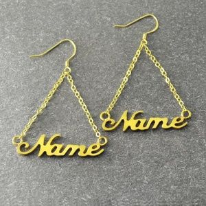 Personized name earring gold color or silver
